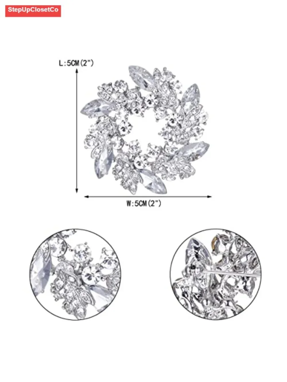 Austrian Crystal Flower Wreath Brooch Pin for Women Bridal Wedding Accessory